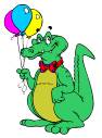 Aligator holding balloons